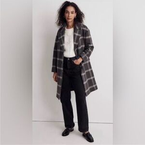 NEW Madewell Windowpane Haydon Coat in Grey and Ivory Size XS $328 Retail